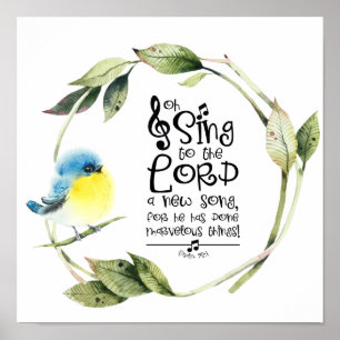 Poster Salm 98:1 Cante ao Senhor uma Bíblia de Música Nov