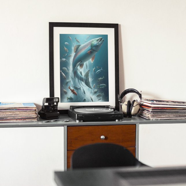 Poster Salmão Majestoso Durante A Dança Ligeira 12x16 (Criador carregado)