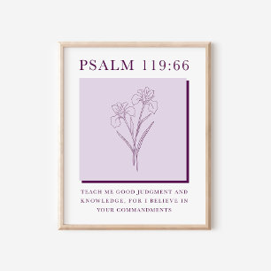 Poster Salmo 119:66 Flor Cristã Moderna Íris