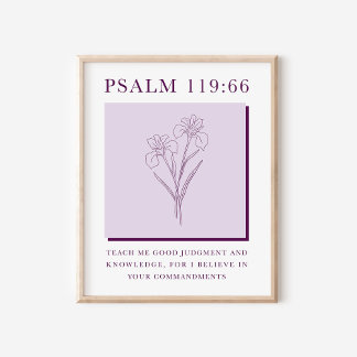 Poster Salmo 119:66 Flor Cristã Moderna Íris