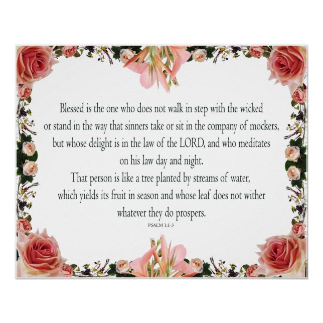 Pôster Salmo 1, Dia da Lei e Noite, gera sua Fruta, (Frente)