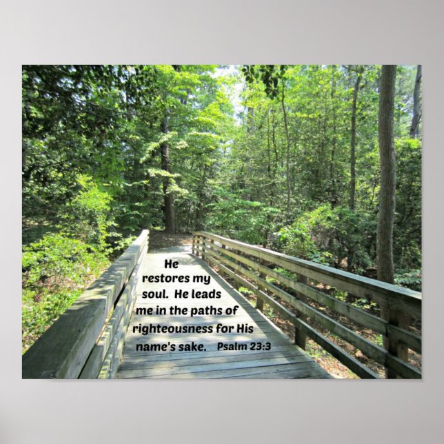 Pôster Salmo 23:3 Ele restaura minha alma, Ele me conduz  (Frente)