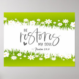 Poster Salmo 23:3 Ele restaura minha Bíblia de alma Verse