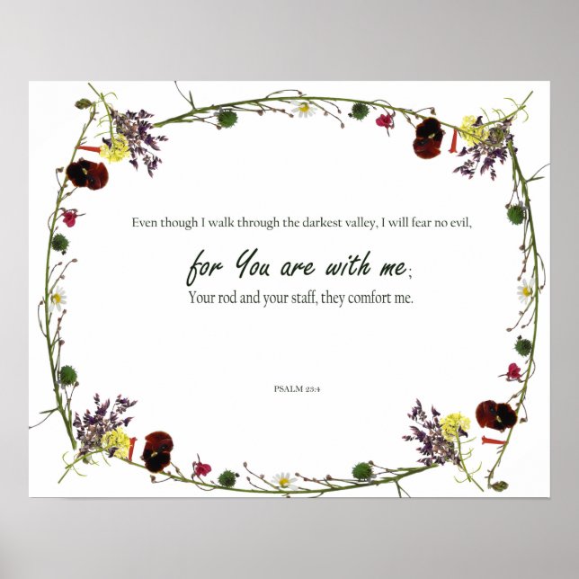 Poster Salmo 23:4, Vale Mais Escuro Não temerei nenhum Ma (Frente)