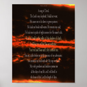 Poster Salmo 23, Céu Vermelho Escuro, Cartaz de Valor Pap