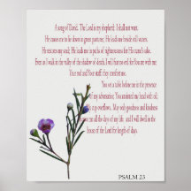 Salmo 23, Floral Roxo Verde Cartaz Papel (Matte)
