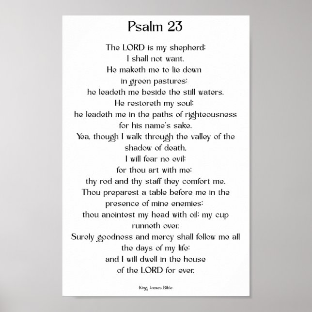 Poster Salmo 23 KJV   (Frente)