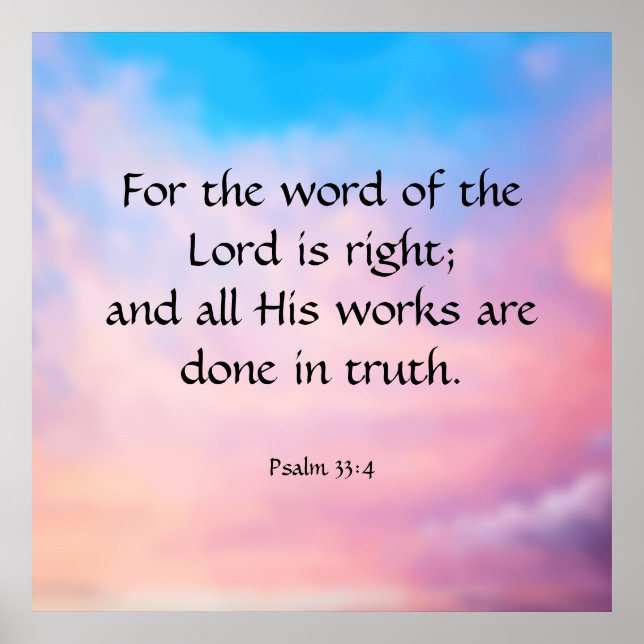 Poster Salmo 33:4 (Frente)