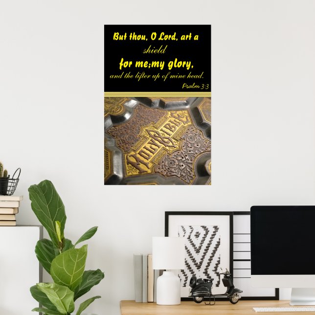 Pôster Salmo 3:3 Versão do Rei James Mas tu, Ó Senhor, Ar (Escritório em casa)