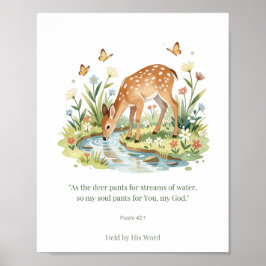 Poster Salmo 42:1 Arte Cristã de Parede com Cervo – Como