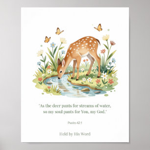 Poster Salmo 42:1 Arte Cristã de Parede com Cervo – Como