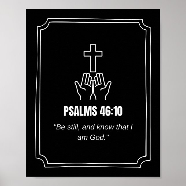 Poster Salmo 46:10 KJV Versículo Bíblico Minimalista (Frente)