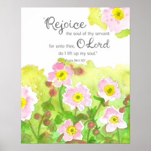 Poster Salmo 86 Escritura Versículo Bíblico Flores Rosa