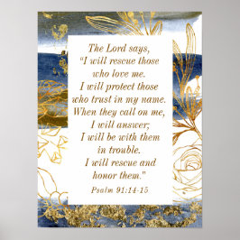 Poster Salmo 91:14-15 O Senhor diz que vou salvar a Bíbli
