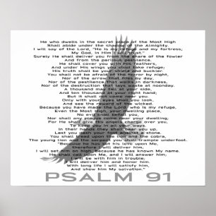Poster Salmo 91, Black and White Soaring Eagle Christian