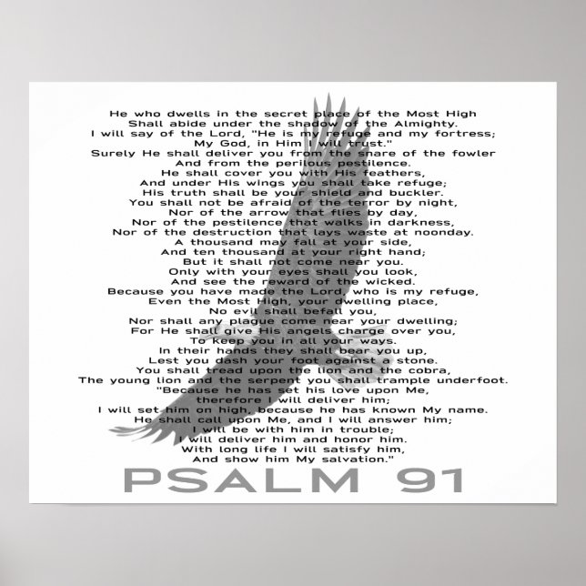 Poster Salmo 91, Black and White Soaring Eagle Christian (Frente)