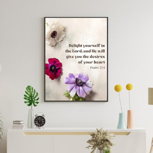 Poster Salmo Floral 37:4 Se Delicie no Senhor,