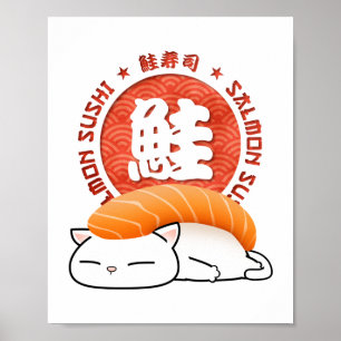 Poster Salmon Sushi Cat