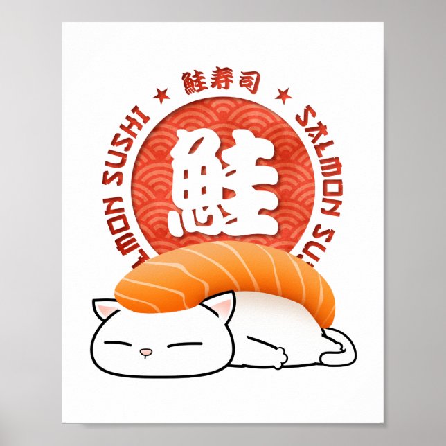 Poster Salmon Sushi Cat (Frente)