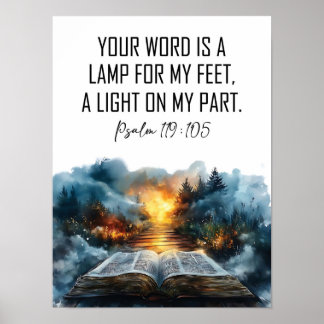 Poster Salmos 119:105 Sua palavra é uma Lâmpada
