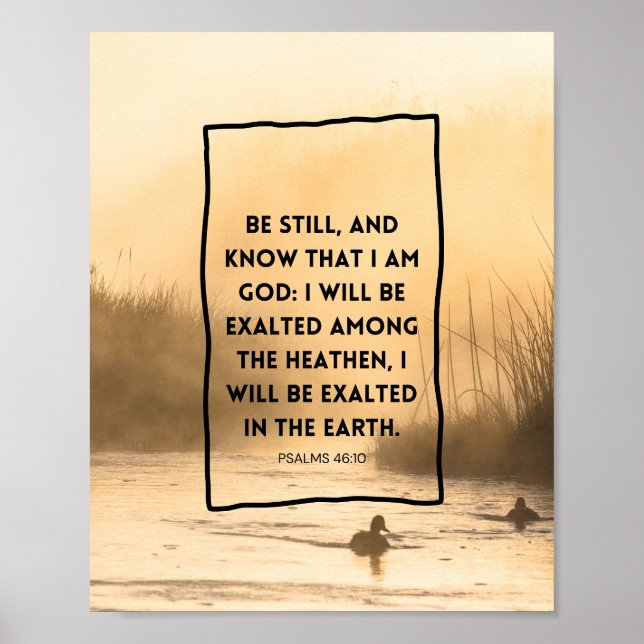 Poster Salmos 46:10 KJV Fique Calmo Versículo da Bíblia C (Frente)