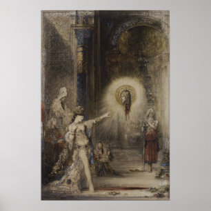 Pôster Salome e aguarela de Gustave Moreau da aparição