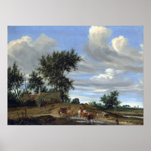 Poster Salomon van Ruysdael A Country Road (Frente)