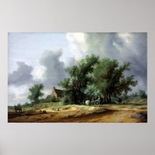 Poster Salomon van Ruysdael Road no Dunes com passagem