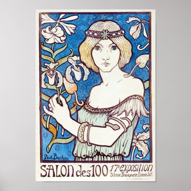 Poster Salon des Cent, cobrir de Art Nouveau por Paul Ber (Frente)