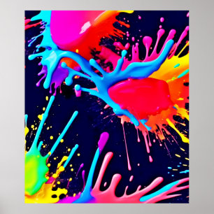 Poster Salpicos Elétricos de Cores Vibrantes