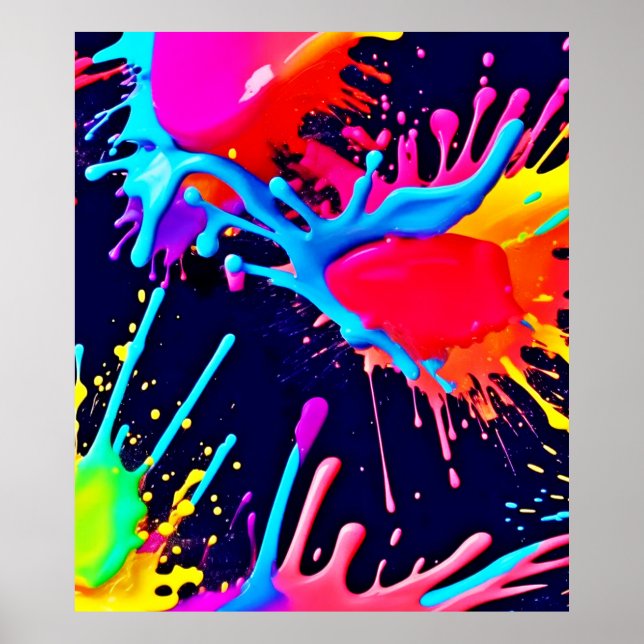 Poster Salpicos Elétricos de Cores Vibrantes (Frente)