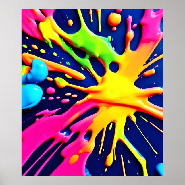 Poster Salpicos Neon Vibrantes (Frente)