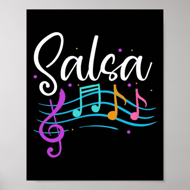 Poster Salsa Musical Notes Latino Music Dance (Frente)