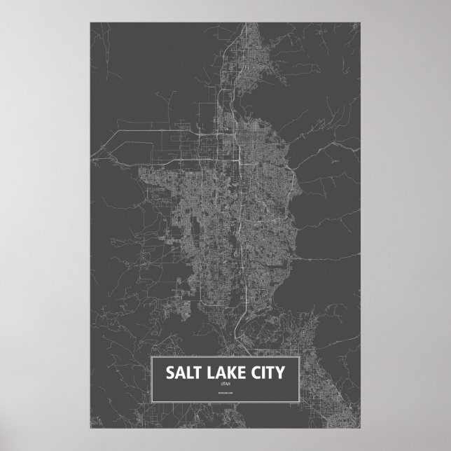 Poster Salt Lake City, Utah (branco a preto) (Frente)