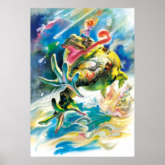 Pôster Saltando no dia chuvoso