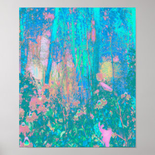 Poster Salto de Aqua Trippy com flores psicodélicas