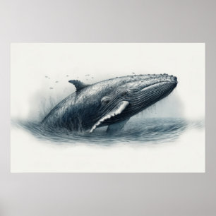 Poster Salto de baleia para fora da ilustração oceânica