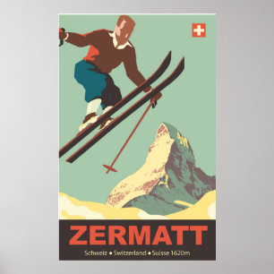 Poster Salto de Esqui em Zermatt, Suiça