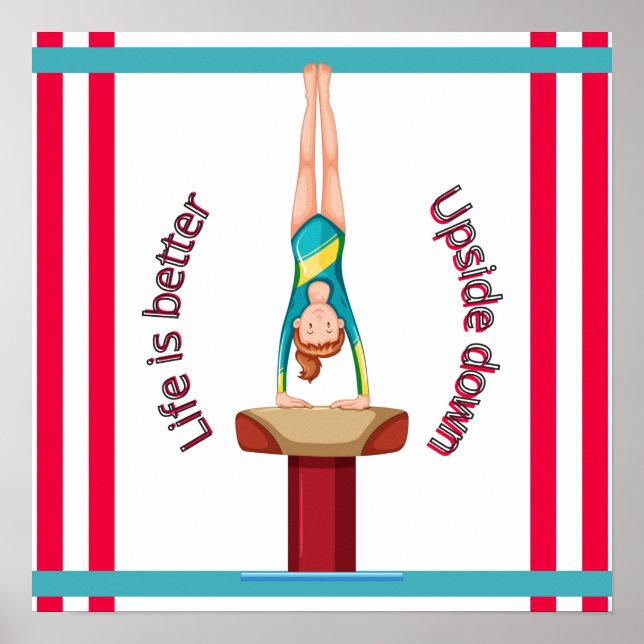 Poster Salto de Ginástica a Vida é Melhor de Cabeça para  (Frente)
