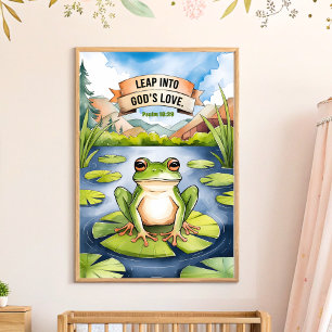 Poster Salto na Arte da Parede Cristã do Amor de Deus