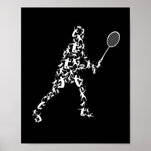 Poster Salto Silhouette Shuttlecock do jogador de Badmint (Frente)