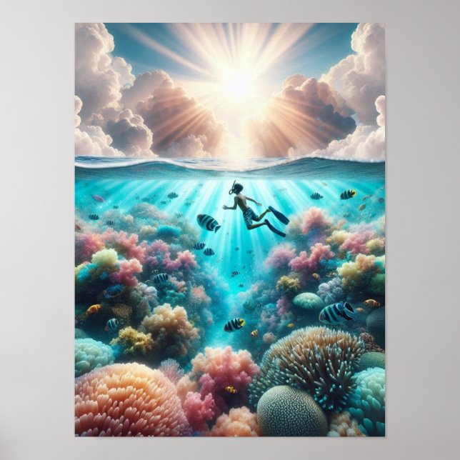 Poster Salto sobre recife de coral (Frente)