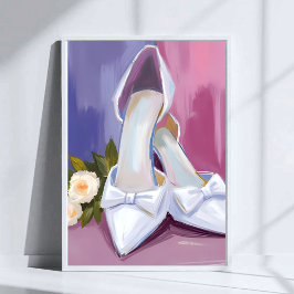 Poster Saltos de Noiva | Casamento Aquarela Rosa com Laço