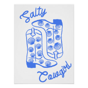 Pôster Salty Cowgirl Poster - Bold Western Wall Art