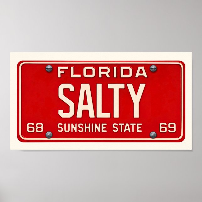 Poster Salty Life | Coastal Retro Florida License Plate (Frente)