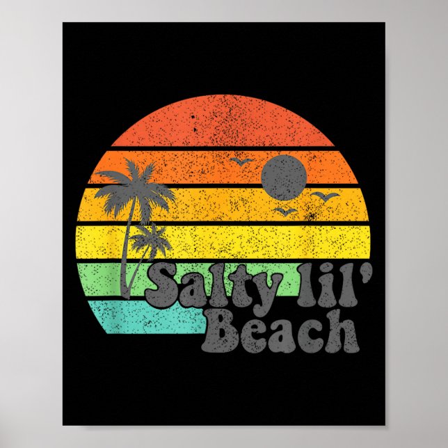Poster Salty Lil Beach Retro Vacation Funny Summer Quote  (Frente)