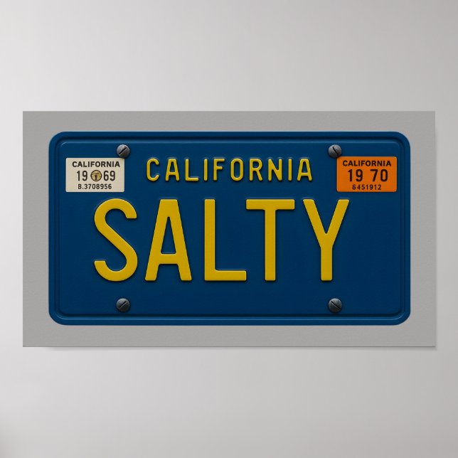 Poster Salty - Retro 1969 California License Plate Art (Frente)