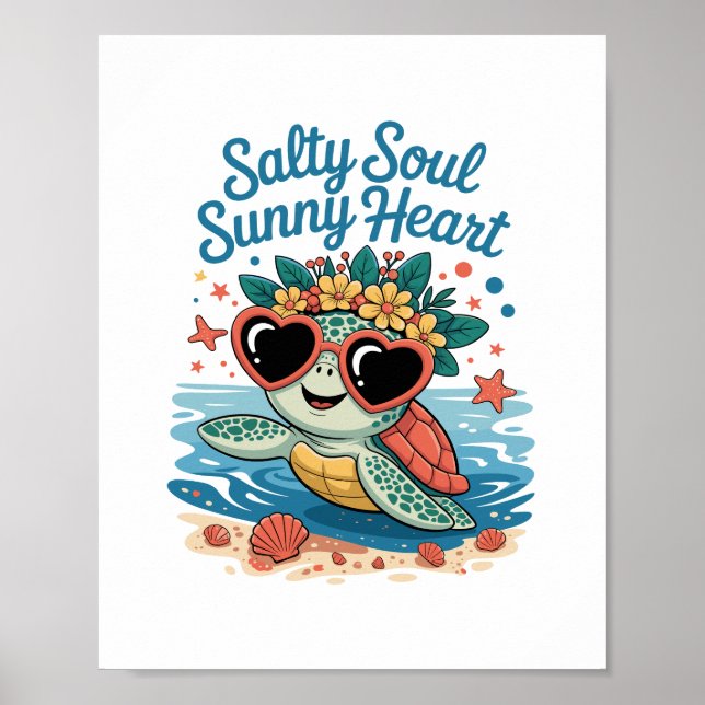 Poster Salty Soul Sunny Heart Turtle Summer (Frente)