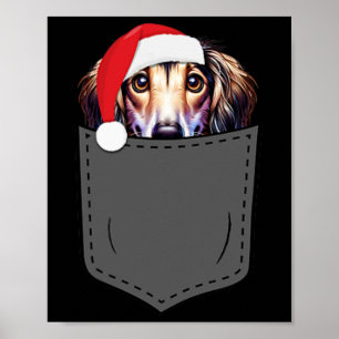 Poster Saluki Dog Santa Hap Natal Bolso Diversão Xmas 1