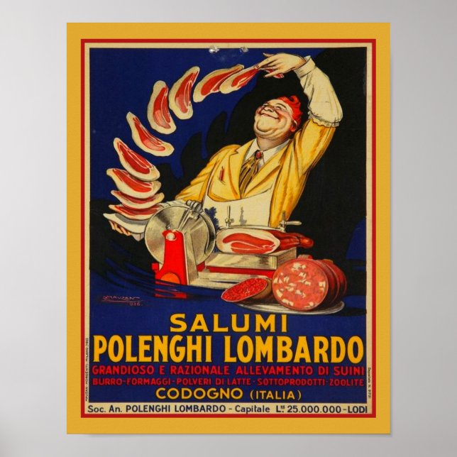 Poster Salumi Polenghi Lombardi por Mauzan (Frente)